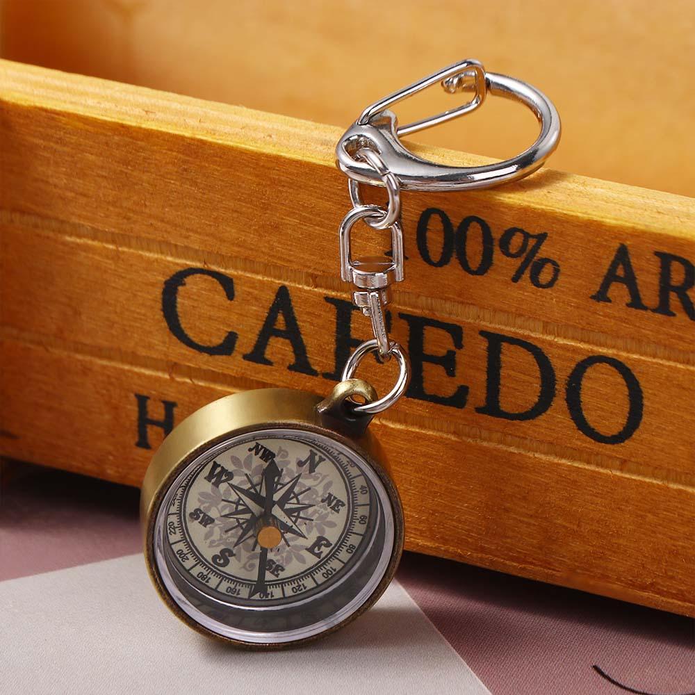 Gold Color Navigation Tools Po - Compass Keychain Mini review and price